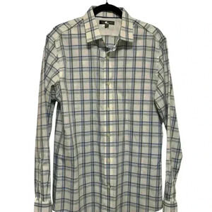 Banana Republic Men's Blue Plaid Shirt Slim Fit Size Medium